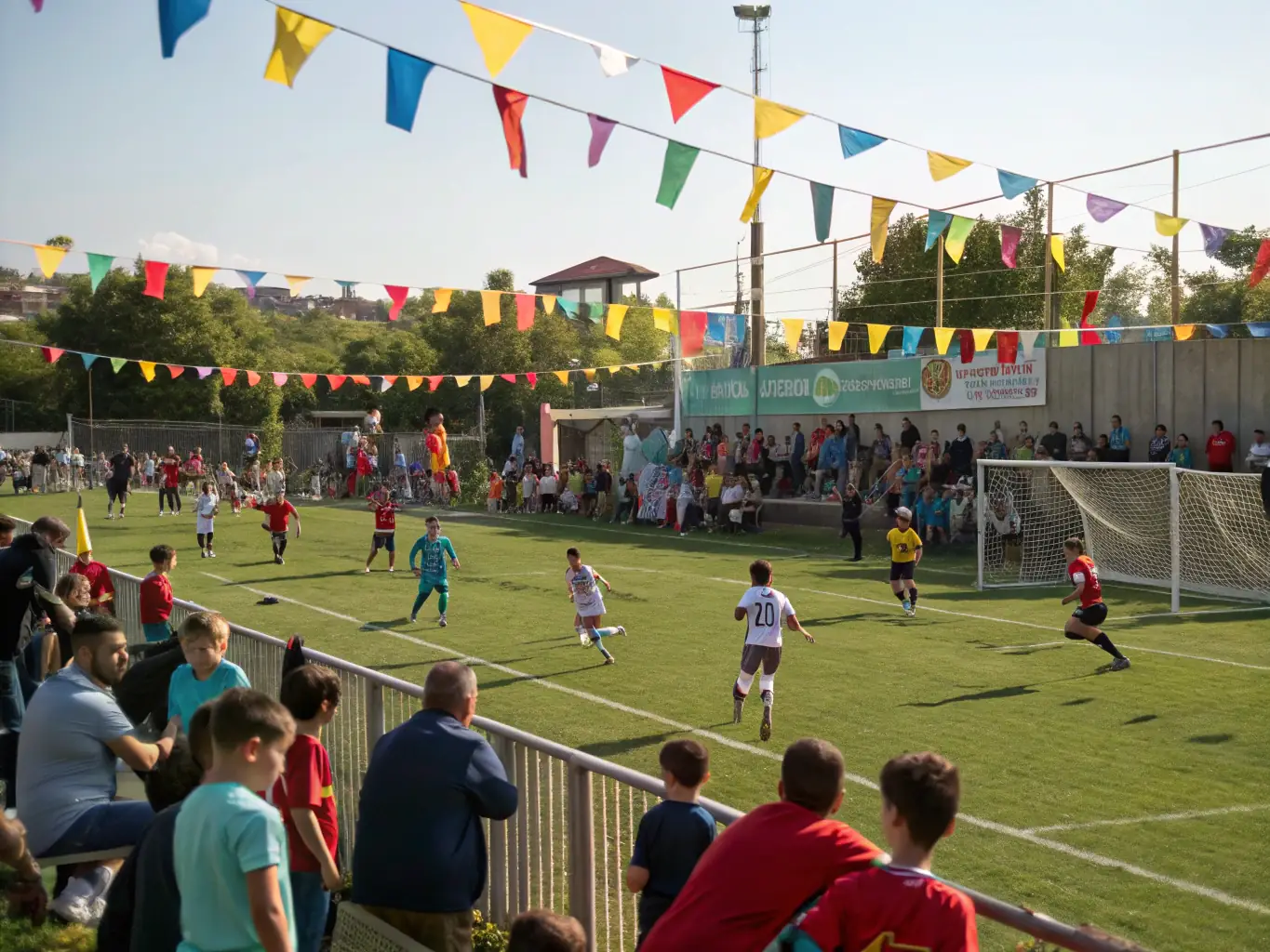 A vibrant image showcasing participants engaged in a sports tournament organized by COURSE DES VENTS, with diverse age groups and backgrounds represented, emphasizing the inclusive nature of the event.